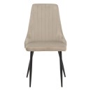 Καρέκλα Azori pakoworld γκρι-μπεζ βελούδο-πόδι μαύρο μέταλλο 49x55x85εκ | Συσκευασία 2 τμχ