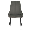 Καρέκλα Azori pakoworld ανθρακί βελούδο-πόδι μαύρο μέταλλο 49x55x85εκ | Συσκευασία 2 τμχ