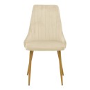 Καρέκλα Azori pakoworld μπεζ βελούδο με πόδι μετάλλου σε φυσική απόχρωση 49x55x85εκ | Συσκευασία 2 τμχ
