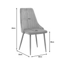 Καρέκλα Azori pakoworld γκρι βελούδο με μεταλλικό πόδι σε φυσική απόχρωση 49x55x85εκ | Συσκευασία 2 τμχ