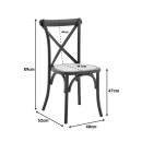 Καρέκλα Dylon pakoworld στοιβαζόμενη μαύρο ξύλο οξιάς-έδρα φυσικό rattan 48x52x89εκ