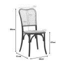 Καρέκλα στοιβαζόμενη Zozele pakoworld φυσικό rattan pe-μαύρο toon wood 45x51x88εκ