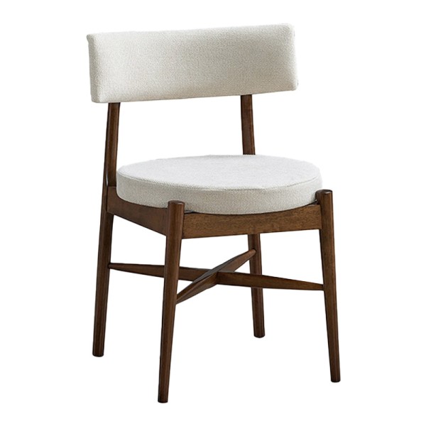 Καρέκλα Raudi pakoworld rubberwood σε καρυδί-εκρού απόχρωση 45.5x45.5x81εκ | Συσκευασία 2 τμχ