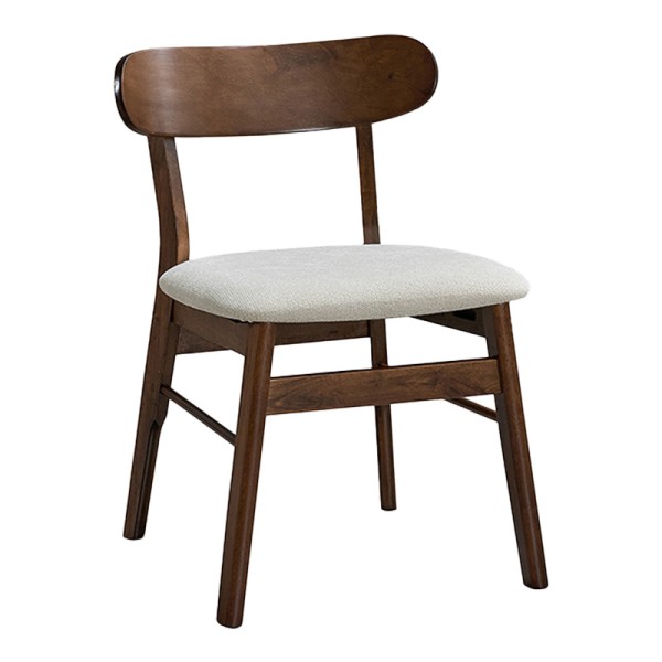 Καρέκλα Cairo pakoworld rubberwood σε καρυδί-εκρού απόχρωση 47x47x76εκ | Συσκευασία 2 τμχ