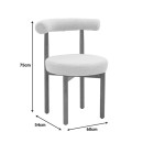 Καρέκλα Fenza pakoworld μαύρο μπουκλέ ύφασμα-πόδι ξύλο οξιάς σε μαύρη απόχρωση 60x54x75εκ | Συσκευασία 2 τμχ