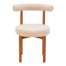 Καρέκλα Fenza pakoworld μπεζ μπουκλέ ύφασμα-πόδι ξύλο οξιάς σε καρυδί απόχρωση 60x54x75εκ | Συσκευασία 2 τμχ