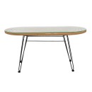 Τραπέζι Naoki pakoworld μέταλλο μαύρο-pe φυσικό-γυαλί 100x45x46εκ