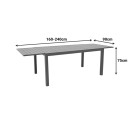 Τραπέζι επεκτεινόμενο Lafla pakoworld αλουμινίου ανθρακί 160-240x90x75εκ