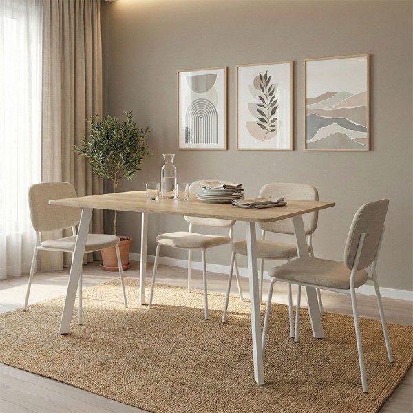 Τραπέζι Squaro pakoworld sonoma mdf με λευκά μεταλλικά πόδια 120x70x75εκ