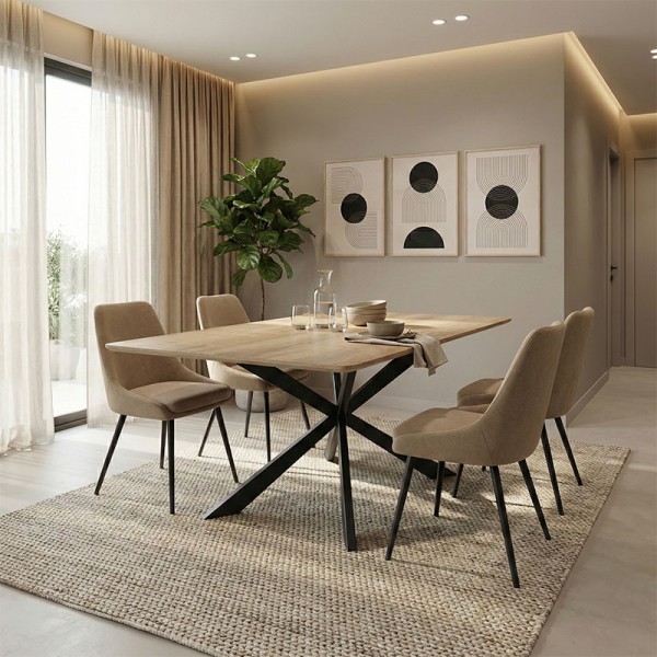 Τραπέζι Aragne pakoworld sonoma mdf με μαύρα μεταλλικά πόδια 160x90x75εκ