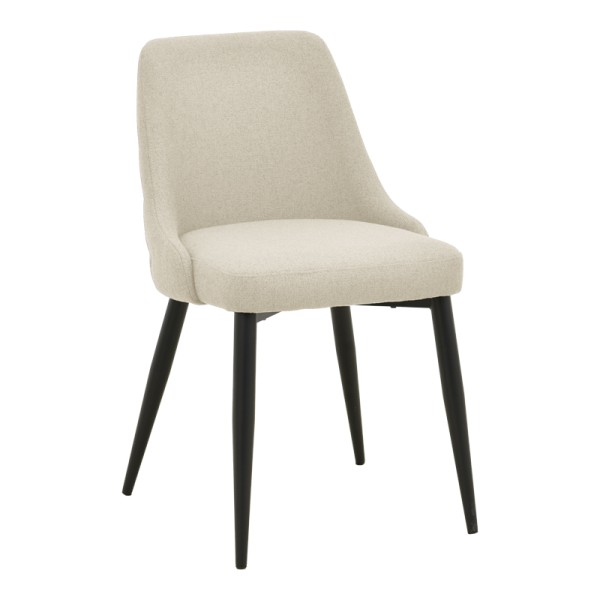 Καρέκλα Zedna pakoworld μπεζ ύφασμα με μαύρα μεταλλικά πόδια 51x58x84εκ | Συσκευασία 2 τμχ
