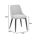 Καρέκλα Zedna pakoworld μπεζ ύφασμα με μαύρα μεταλλικά πόδια 51x58x84εκ | Συσκευασία 2 τμχ