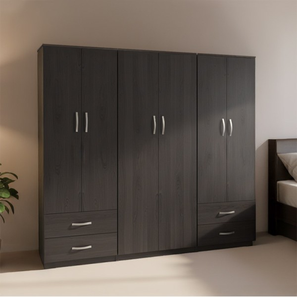 Ντουλάπα εξάφυλλη Athos pakoworld wenge 240x42x180εκ