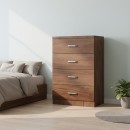 Συρταριέρα Killian pakoworld με 4 συρτάρια καρυδί 80x40x80εκ