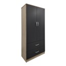 Ντουλάπα εξάφυλλη με πατάρι Athos I pakoworld sonoma-ανθρακί 240x42x240εκ
