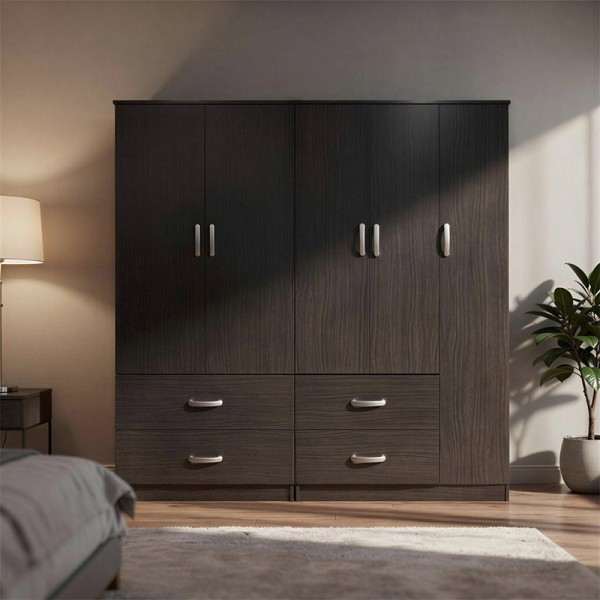 Ντουλάπα πεντάφυλλη Athos pakoworld wenge 170x42x180εκ