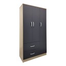 Ντουλάπα εξάφυλλη Athos pakoworld sonoma-ανθρακί 180x42x180εκ