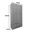 Ντουλάπα εξάφυλλη με πατάρι Athos pakoworld sonoma 180x42x240εκ