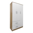 Ντουλάπα πεντάφυλλη με πατάρι Athos pakoworld sonoma-λευκή 170x42x240εκ