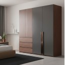 Ντουλάπα Sonlen pakoworld σε καρυδί-ανθρακί απόχρωση 160x52x195εκ
