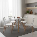 Τραπέζι Julita pakoworld MDF λευκό-πόδια σε φυσική απόχρωση Φ80x73εκ