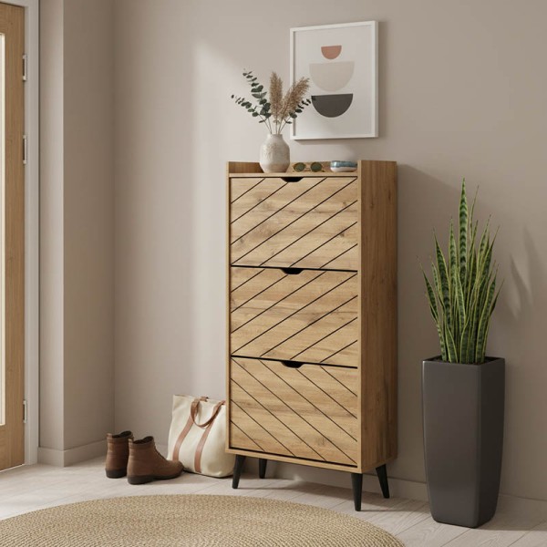 Παπουτσοθήκη Thelma pakoworld 12 ζεύγων oak 60x23.8x131.6εκ
