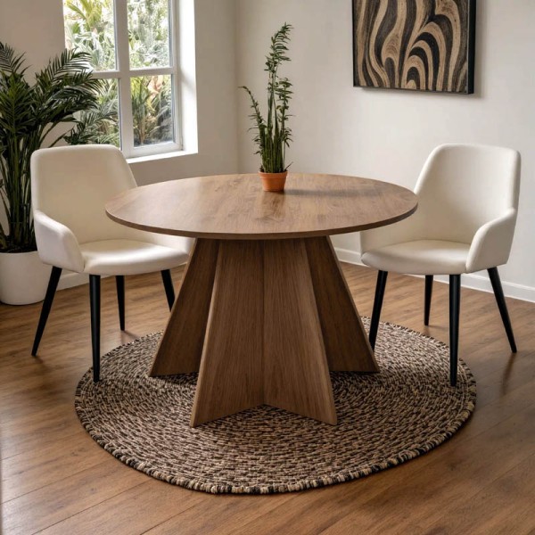 Τραπέζι Bibble pakoworld mdf σε καρυδί απόχρωση Φ120x76εκ