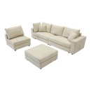 Πολυμορφικός καναπές Navaro pakoworld ύφασμα μπεζ 281x256x85εκ