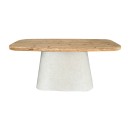 Τραπέζι Fessen pakoworld ξύλο ελάτου-mdf oak-λευκό 180x90x78εκ