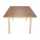 Τραπέζι Synergy pakoworld αλουμίνιο cappuccino-plywood σε φυσική απόχρωση 80x80x74εκ