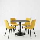 Τραπεζαρία Balou-Noor pakoworld σετ 5τεμ MDF μαύρο-κίτρινο Φ120x73εκ