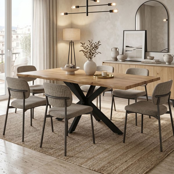 Tραπέζι Gilman pakoworld MDF sonoma-μαύρο 180x90x75εκ