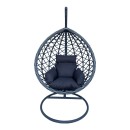 Κούνια φωλιά με βάση Lyere pakoworld μέταλλο ανθρακί pe rattan σε γκρι απόχρωση 120x108x195εκ