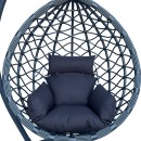 Κούνια φωλιά με βάση Lyere pakoworld μέταλλο ανθρακί pe rattan σε γκρι απόχρωση 120x108x195εκ