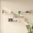 Ραφιέρα τοίχου Flear pakoworld λευκό με oak 179x14,5x76,2εκ