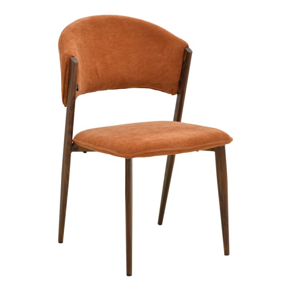 Καρέκλα Dolez pakoworld terracotta ύφασμα-πόδι καρυδί μέταλλο 49x58.5x82εκ | Συσκευασία 4 τμχ