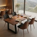 Τραπέζι Miles pakoworld μασίφ ξύλο ακακίας πάχους 3.7-4εκ σε καρυδί απόχρωση με μαύρα μεταλλικά πόδια 140x80x76εκ