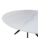 Τραπέζι Orbital pakoworld sintered stone λευκή όψη μαρμάρου με μαύρα μεταλλικά πόδια Φ120x76εκ
