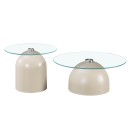 Τραπέζια σαλονιού Barel pakoworld σετ 2τεμ μέταλλο cappuccino- clear glass