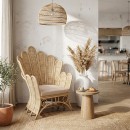 Πολυθρόνα Fragia Inart με μπεζ μαξιλάρι-φυσικό rattan 85x96x120εκ