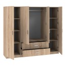 Ντουλάπα τετράφυλλη Royal pakoworld με συρτάρια sonoma 200x58x177εκ