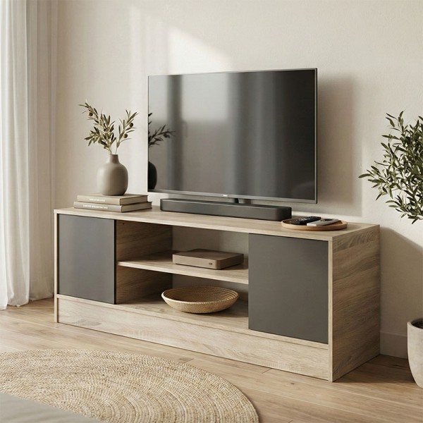 Έπιπλο τηλεόρασης Sasa pakoworld sonoma-ανθρακί 120x35x41.5εκ