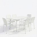 Τραπεζαρία Heven Vista pakoworld σετ 7τεμ λευκό αλουμίνιο 120x70x72εκ