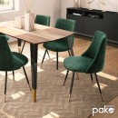 Καρέκλα Giselle pakoworld βελούδο σκούρο πράσινο-μαύρο χρυσό πόδι | Συσκευασία 4 τμχ