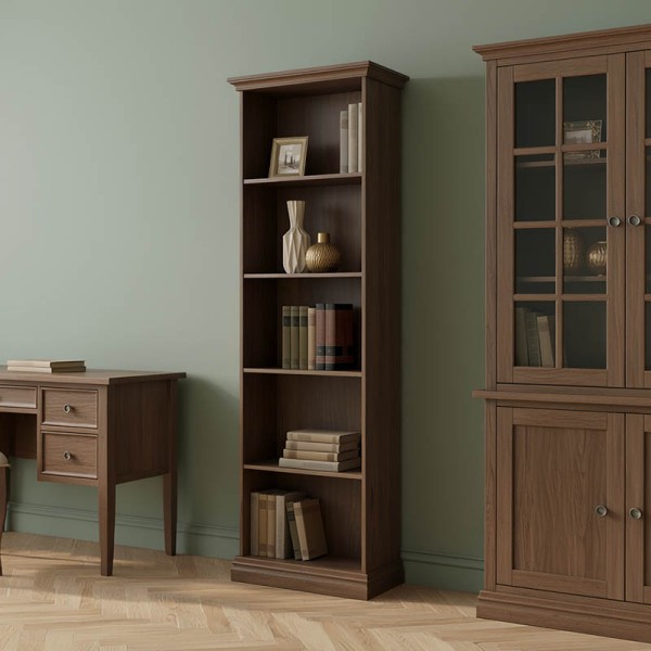 Βιβλιοθήκη Mozart pakoworld χρώμα καρυδί 60x34,5x202,5εκ