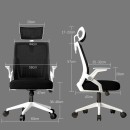 Καρέκλα γραφείου Plymot pakoworld λευκή - mesh γκρι 48x58x112-122εκ