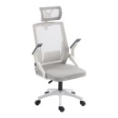 Καρέκλα γραφείου Plymot pakoworld λευκή - mesh γκρι 48x58x112-122εκ