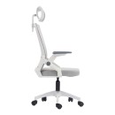 Καρέκλα γραφείου Plymot pakoworld λευκή - mesh γκρι 48x58x112-122εκ