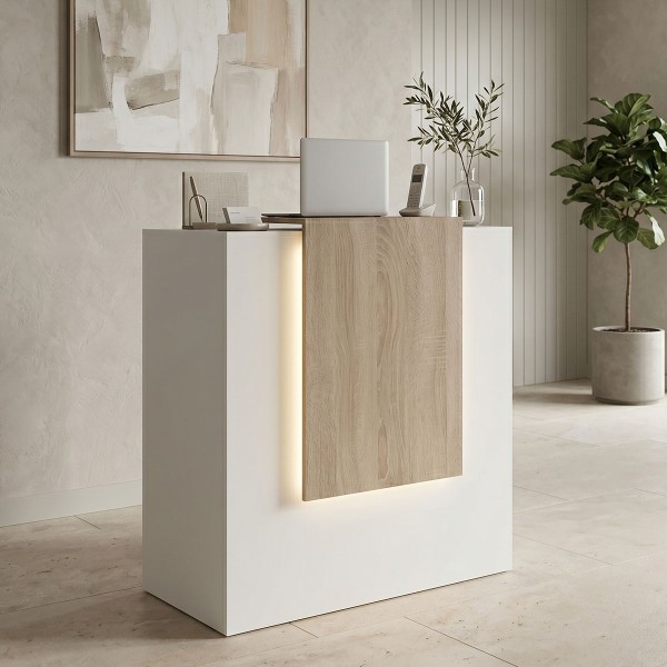 Γραφείο reception Zowel pakoworld με led λευκό - sonoma 90x40x110εκ