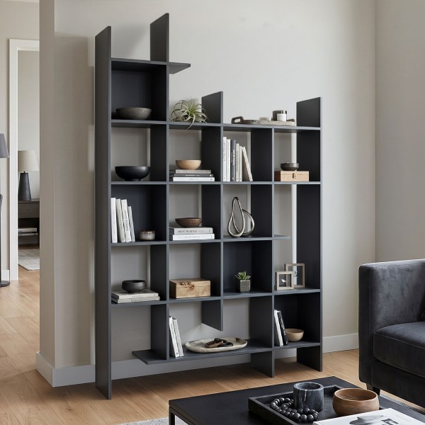 Βιβλιοθήκη Manco pakoworld ανθρακί 122x25.5x188εκ
